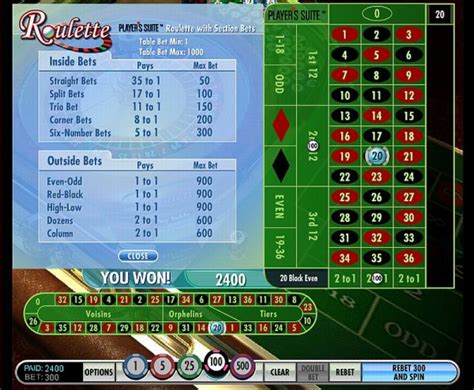Player’s Suite Roulette with Section Bets (IGT).